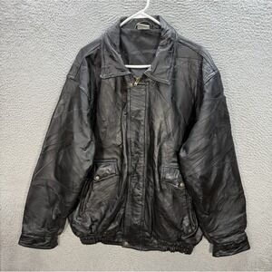 Vintage Flight Path Jacket Adult XXL Black 100% Leather Motorcycle Biker Bomber